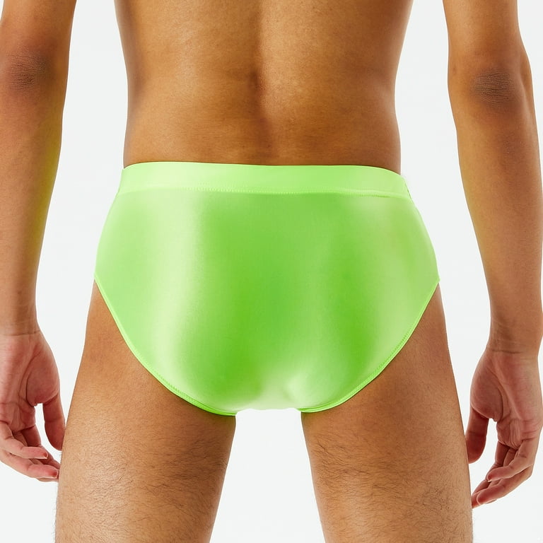 iiniim Men Shiny Silky Low Rise Briefs Underwear Elastic Waistband