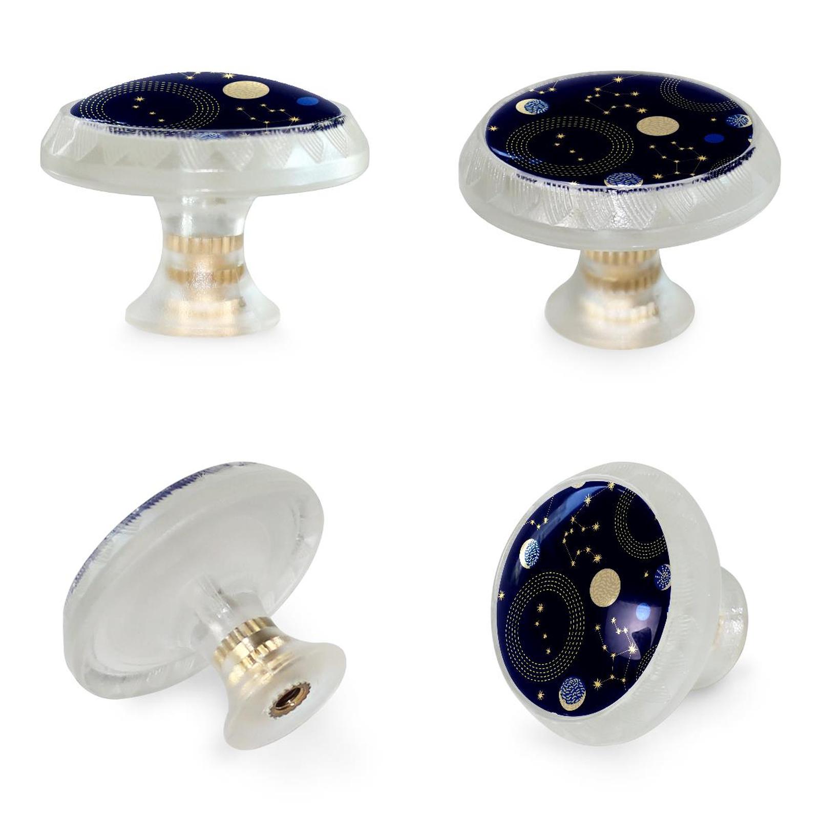 4 Pcs Zodiac Sky Constellations Transparent Knobs for Kitchen