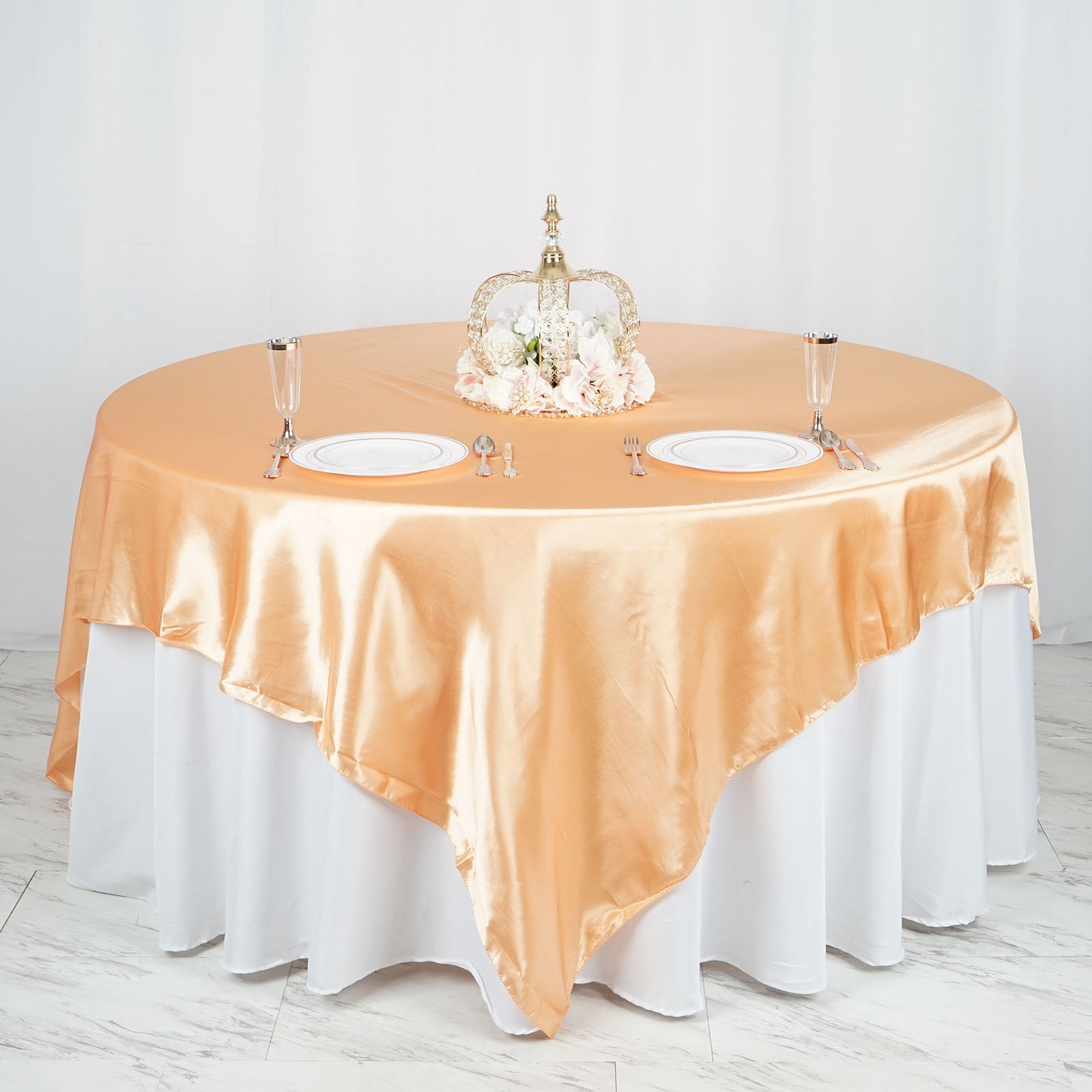 Efavormart 90" SATIN Square Table Overlay Table Toppers For Wedding