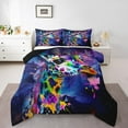 thumbnail image 2 of Watercolor Giraffe Twin Bedding Sets Purple Navy Blue Comforter Set, Woodland Wildlife Bedding Comforter Sets Cute Animal Duvet Insert , Glitter Stars Galaxy Down Comforter, 2 of 7