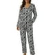 thumbnail image 1 of Conjunto de pijama Sereluxe, pijama de manga larga para mujer, con botones y talla M, 1 of 5