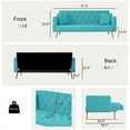 thumbnail image 5 of Aukfa Curved Arm Futon Convertible Sofa Bed for Home Office, 2 Pillows, Tufted Back, Velvet, Light Blue, 5 of 8