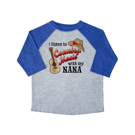 

Inktastic I Listen to Country Music with my Nana with Guitar and Hat Gift Toddler Boy or Toddler Girl T-Shirt