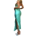 thumbnail image 3 of Gzhioc Women's Bodycon Midi Dress, Fashion Strapless Twist Front Contrast Color Tube Dress,S/M/L, 3 of 9