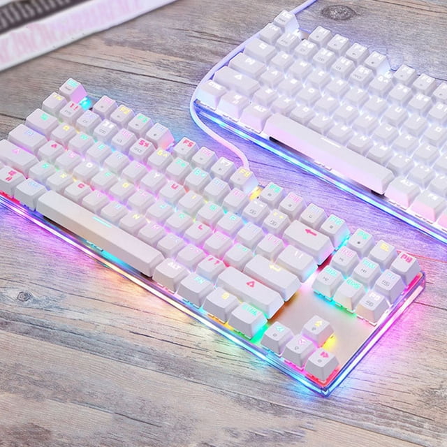 Luminous Mechanical Keyboard 87 Keys Keys Multi-function RGB Backlight Office School Game Laptop PC Computer Key Board Replacement Gaming Blue Switch