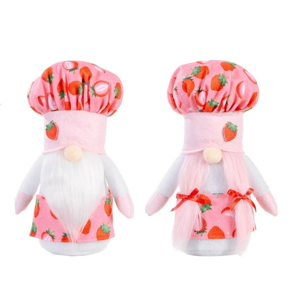 Rvaymup 2pcs Strawberry Chef Gnome Decorative Face Less Ornaments Crafts for Home Bedroom Dormitory Sofa Decoration