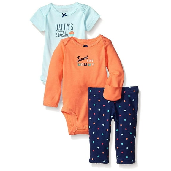 Carter's Baby Girls' 3 Piece Take Me Away Set (Baby) - Cupcake - Newborn