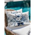 thumbnail image 4 of Outdoor Pillows Waterproof, Blue Spring Floral Bedding Throw Pillows with Insert for Couch Sofa Bed, Watercolor Summer Flowers 12x20 Inch Pillowcases Decorative Camping Patio Pillow Set of 1, 4 of 8