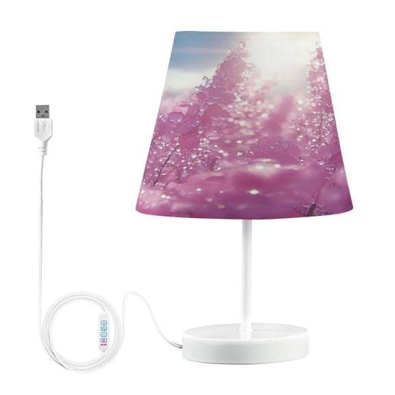 BZSMCE Table Lamp Creative Pink Flowers with Morning Dewdrops Simple Pattern Night Light