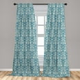 thumbnail image 5 of Ambesonne Ivory and Blue Curtains, Damask Flowers, Pair of 28"x84", Petrol Blue and Ivory, 5 of 5