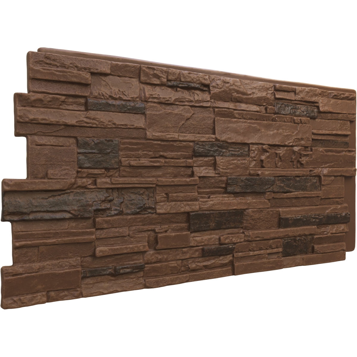 Ekena Millwork 48.625"W x 24.75"H x 1.25"D Cascade Stacked Stone, StoneWall Faux Stone Siding Panel, Canyon Brown