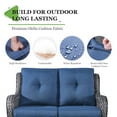 thumbnail image 3 of PARKWELL Patio Rattan Seat Sofa Cushioned Loveseat,Outdoor Wicker Furniture,Blue, 3 of 11