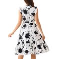 thumbnail image 3 of Vestidos florales INSPIRE CHIC para mujer, vestido midi sin mangas con cuello de volantes y media abertura, color blanco, 3 of 6