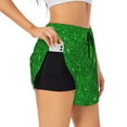 thumbnail image 2 of Haiem Green Glitter Women's 2 in 1 Running Shorts - Lightweight Athletic Workout Gym Yoga Breathable Sports Shorts Liner with Phone Pockets-X-Large, 2 of 9