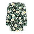 thumbnail image 4 of Sokhug 3/4 Sleeved Shirts Blouse Square Neck Pleated Floral Printed T-shirt Casual Tops for Women, 4 of 5