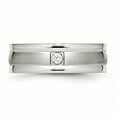 thumbnail image 4 of Stainless Steel Polished and Brushed Grooved CZ Ring, 4 of 10