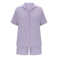 thumbnail image 3 of Mgmyaa Womens Cotton Linen Sets 2 Piece Tracksuit Button Down Short Sleeve Shirt and Shorts Set Summer Beach Outfits Sets, 3 of 5