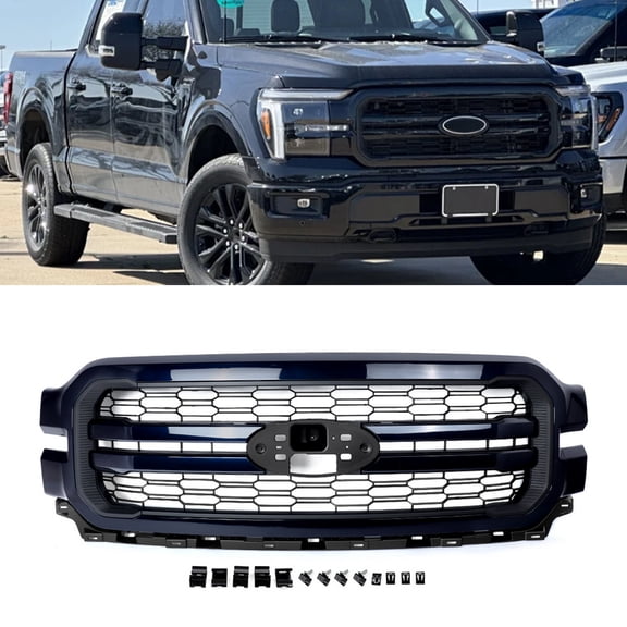 Antimatter Blue Front Bumper Grille Grill For 2024 2025 Ford F-150 F150 Lariat, No Emblem