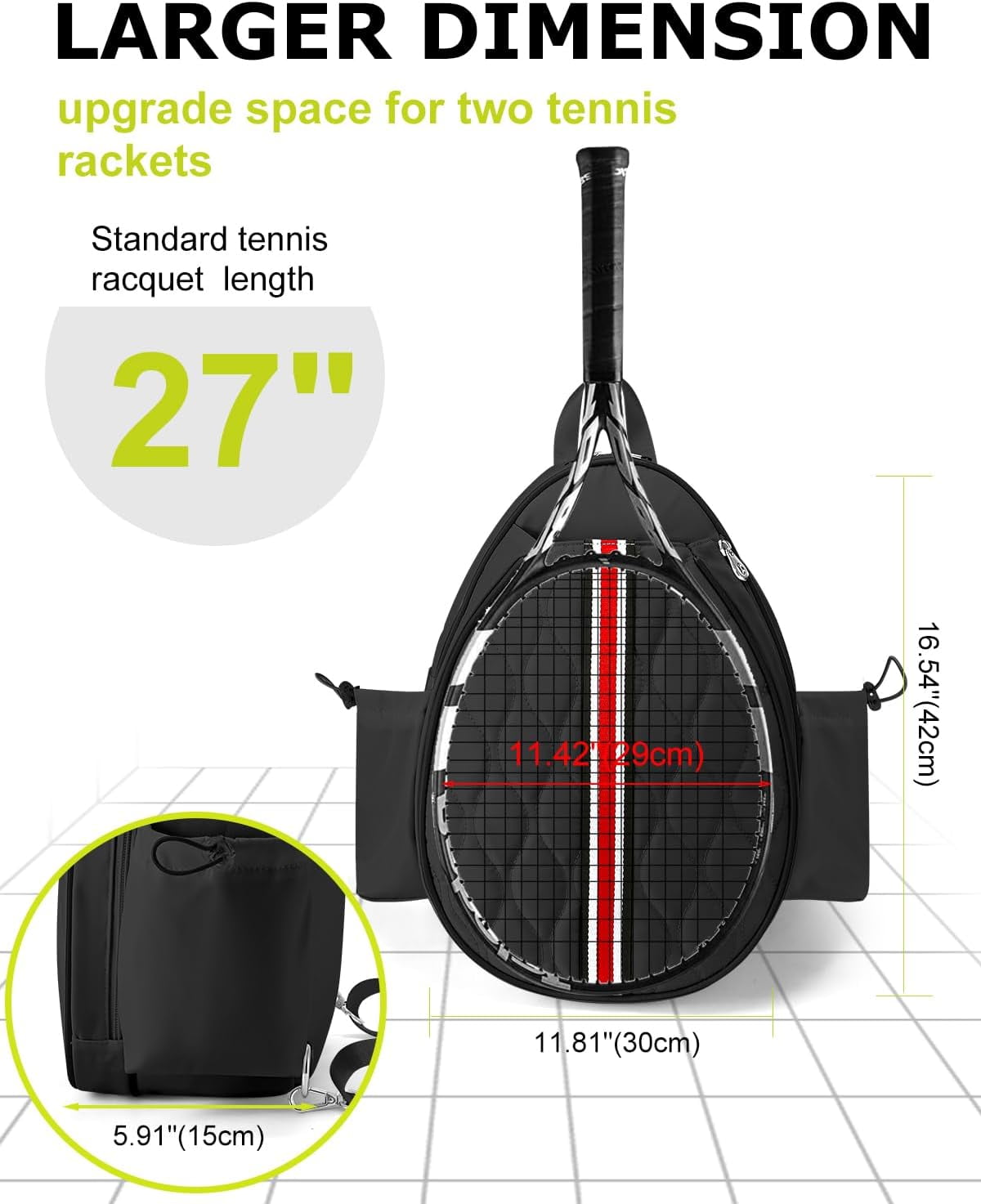 17in Tennis Backpack for 2 Rackets & Gear, Sports Bag with Wet/Dry Compartment, Unisex Backpack for Men and Women, Ideal Gift for Tennis & Pickleball