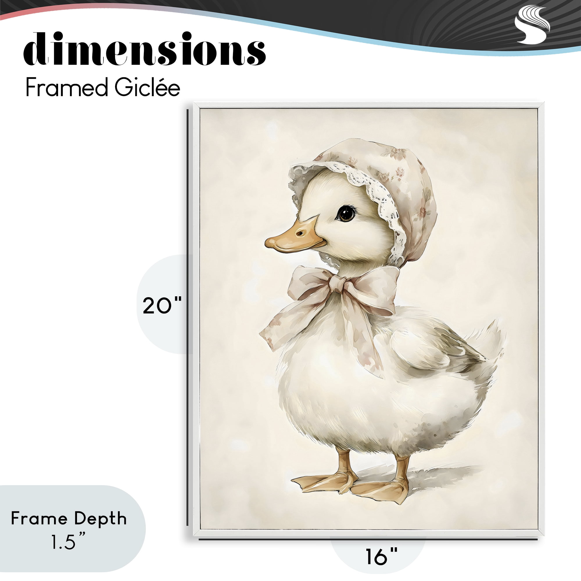 Stupell Industries Duck Wearing Bonnet White Framed Giclee Art, design by Arlington Prints