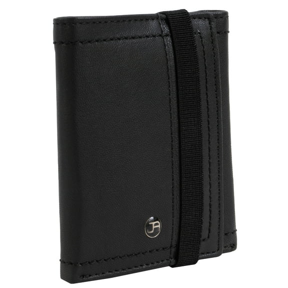 Jack Abrahams Mens Genuine Goat Nappa Leather Tri-Fold Stylish Wallet With ID Window Pocket (Black)
