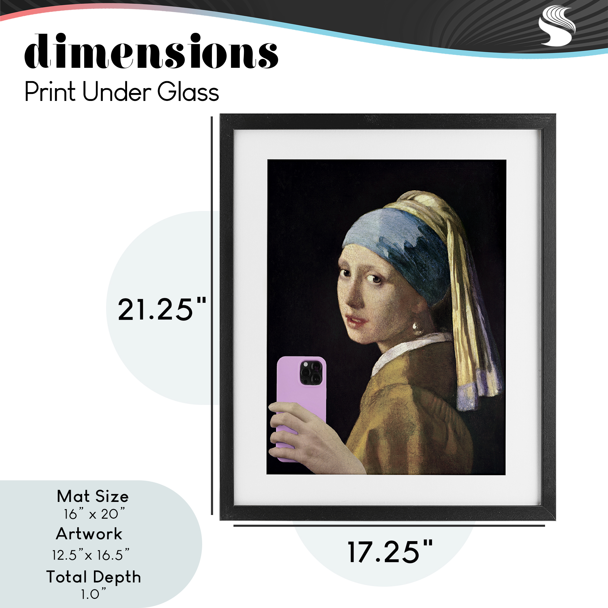 Girl With Pink Phone Funny Black Framed Print Under Glass, design by Masters Redux
