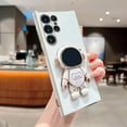 thumbnail image 3 of Compatible with Samsung Galaxy S23 Ultra Case Cute 3D Astronaut Stand Holder Phone Case Plating Camera Lens Protect Soft Silicone Bumper Shockproof Cover S23 Ultra Case 6.8" for Women (White), 3 of 11