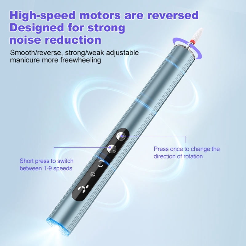 CNV Professional 2-in-1 Nail Polishing Pen & Drill with USB Rechargeable Metal UV Nail Lamp