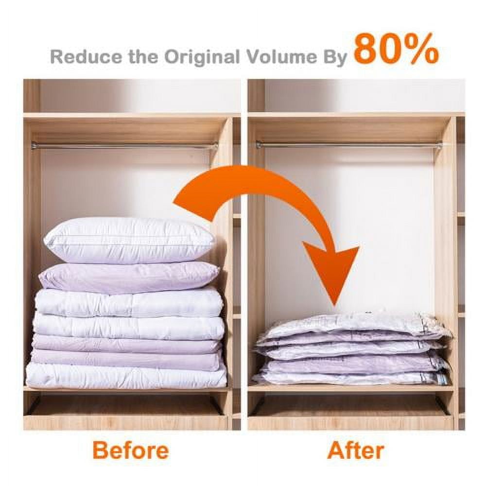 Koovon Vacuum Storage Bags (Small 6-Pack) Save 80% on Clothes Storage  Space, Vacuum Sealer Bags for Comforters, Blankets, Bedding, Clothing 