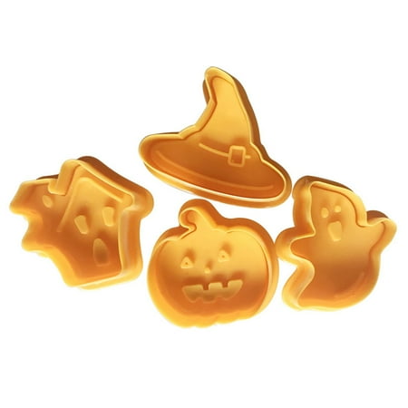 

LIHUA 4Pcs Halloween Pumpkin Ghost Fondant Cake Biscuit Cutter Plunger Cookies Mold