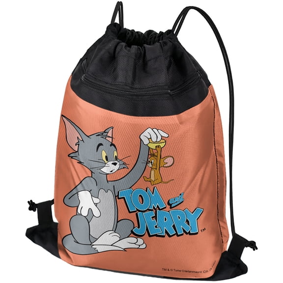 Tom And Jerry Best Friends Drawstring Backpack Sports Bag Sackpack 17" x 13", Perfect for Gym, Yoga or Practice