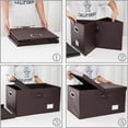 thumbnail image 4 of Caja de almacenamiento plegable con tapa, paquete de 3 unidades, contenedor organizador plegable de tela tipo cuero, cesta cubo con tapa para el hogar, recámara, clóset, oficina, guardería, 4 of 6