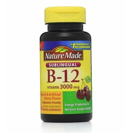 Nature Made vitamine B-12 3000mcg, sublinguale pastilles, de cerise 40 bis (Paquet de 2)