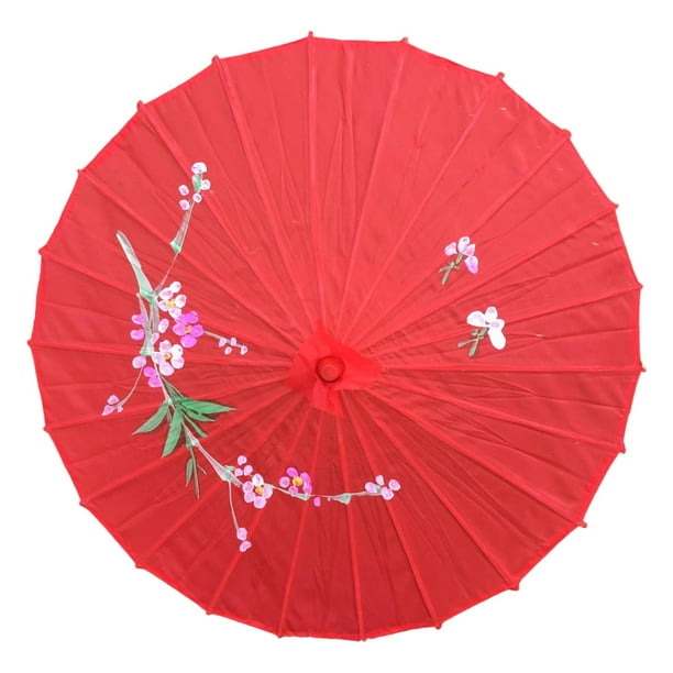 Paraguas de papel engrasado, sombrilla artesanal china resistente a la lluvia para pintar. Rojo
