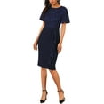 thumbnail image 4 of INSPIRE CHIC Women's Sequin Lace Dress Short Sleeve Bodycon Cocktail Midi Dress M Dark Blue, 4 of 6