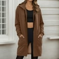 thumbnail image 2 of WTOBBY Women's Zip Up Hoodies Oversized Fleece Long Pullover Hooded Sweatshirts Casual Long Sleeve Fall Hoodie Jacket, Street Style with Front Pocket and Cozy Feel,Brown M, 2 of 6