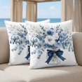thumbnail image 5 of 16x16 Pillow Covers Set of 2, Blue Spring Floral Square Throw Pillow Covers for Couch/Sofa/Living Room, Watercolor Summer Flowers Decorative Soft Pillowcases for Couch Throw Pillows, 5 of 9
