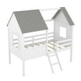 thumbnail image 5 of Wooden Twin Size Low Loft Bed Playhouse Bed with 2 Side Windows & Roof White+Grey - Twin, 5 of 5
