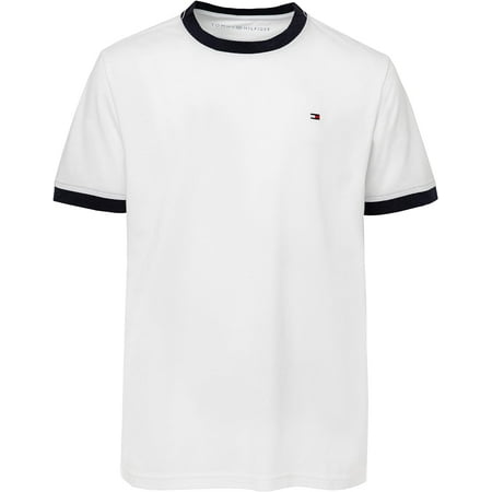 Boys' Short Sleeve Flag Solid V-Neck T-Shirt MD ( Big Kids) Ken Classic White