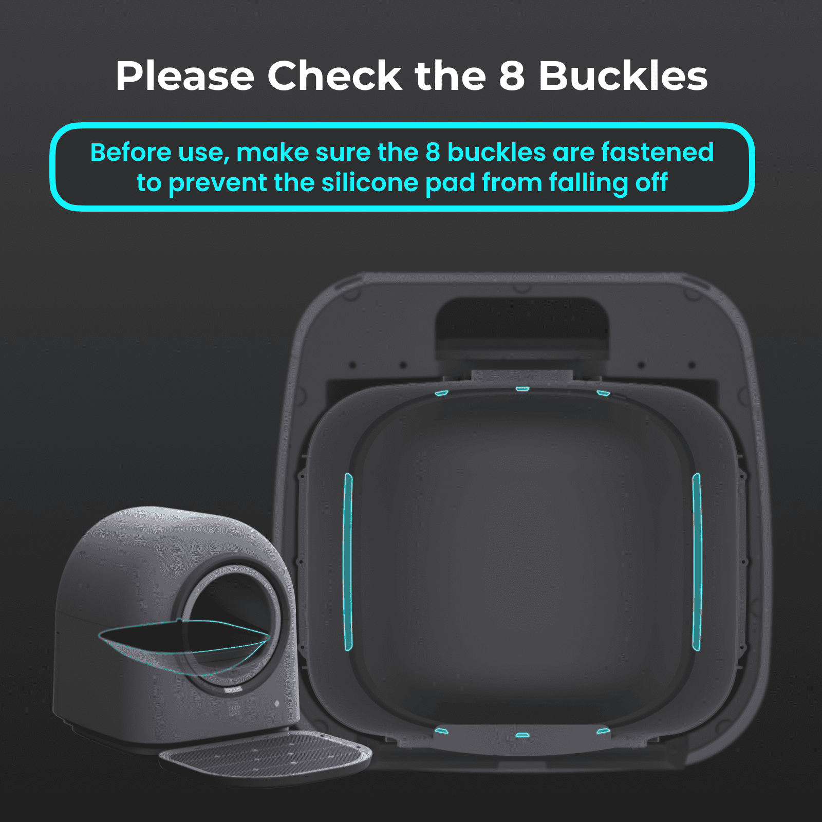 HHOLOVE TYPro Self-Cleaning Automatic Hands-Free Smart Robot Cat Litter Box with Litter Mat, Waste Bags, and Deodorizer, Black