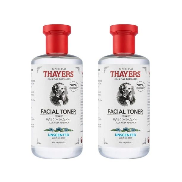 Tónico facial THAYERS, sin alcohol, hamamelis y aloe vera, 360 ml x 2