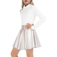 thumbnail image 2 of EnJoCho Girls Metallic Skater Skirt Sparkly Shiny Flared Elastic Waist A-Line Min𝗂 Skort for Girls Solid Trendy Casual Teenage Square Neck Flowy Sundress, 2 of 9