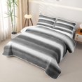 thumbnail image 3 of Homewish Gray Horizontal Stripes Twin Quilt Set,Aesthetic Artwork Twin Coverlet Set,2-Piece, 3 of 7