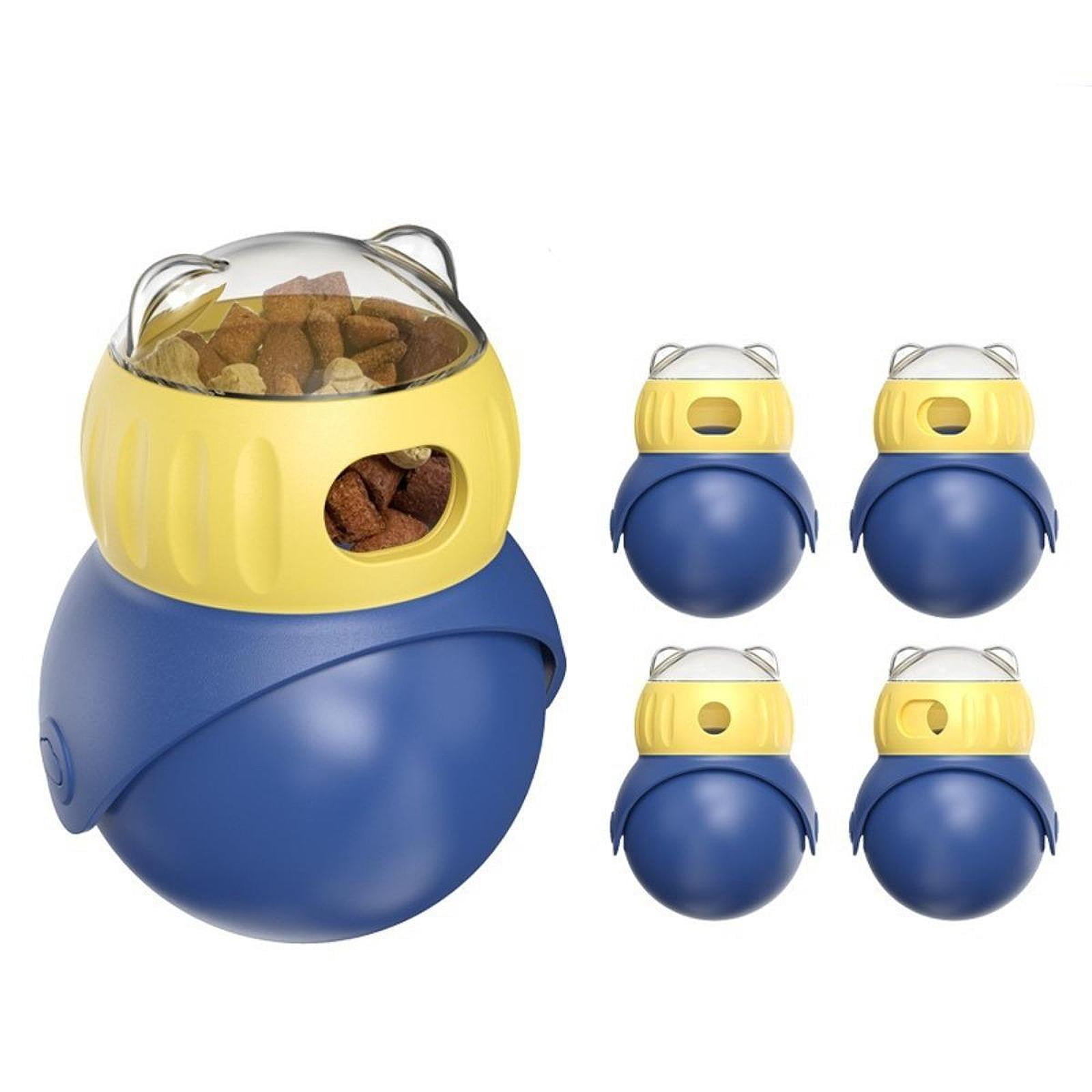TOOYFUL Dog Treat Dispenser Toy Enrichment Exercise for Cats Leaking Ball Refillable Blue Yellow