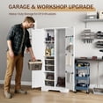 thumbnail image 3 of NORTHSKY Wooden Storage Cabinet, Broom Closet & Vacuum Cleaner Storage Compatible with Dyson Vacuum, Utility Cabinet for Brooms and Mops, Cleaning Tool Cabinet w/Doors for Garage, Home (White), 3 of 7
