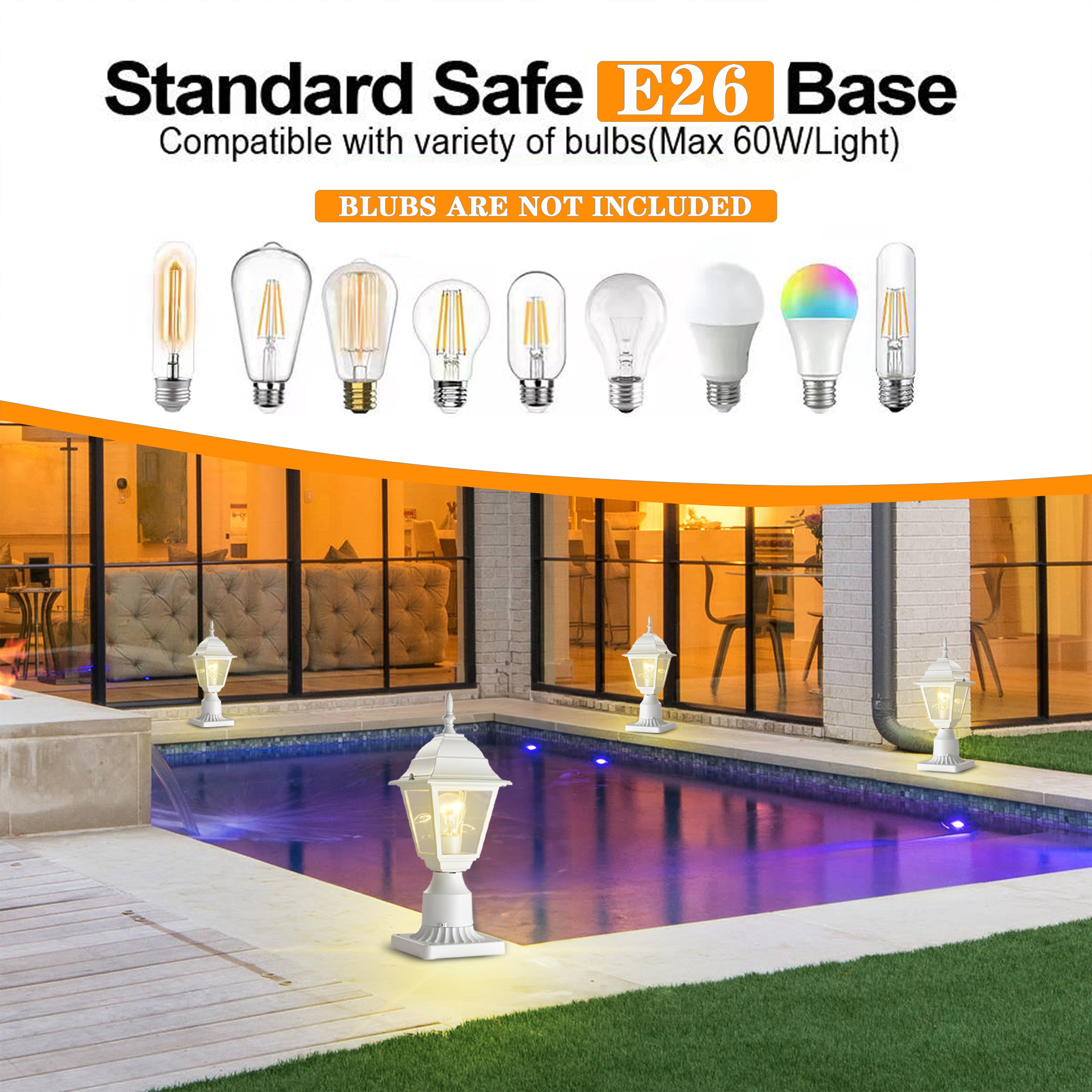 ASHOP Outdoor Post Lights 2 Pack White Aluminum Porch Light Fixtures for Patio Entryway Front Door