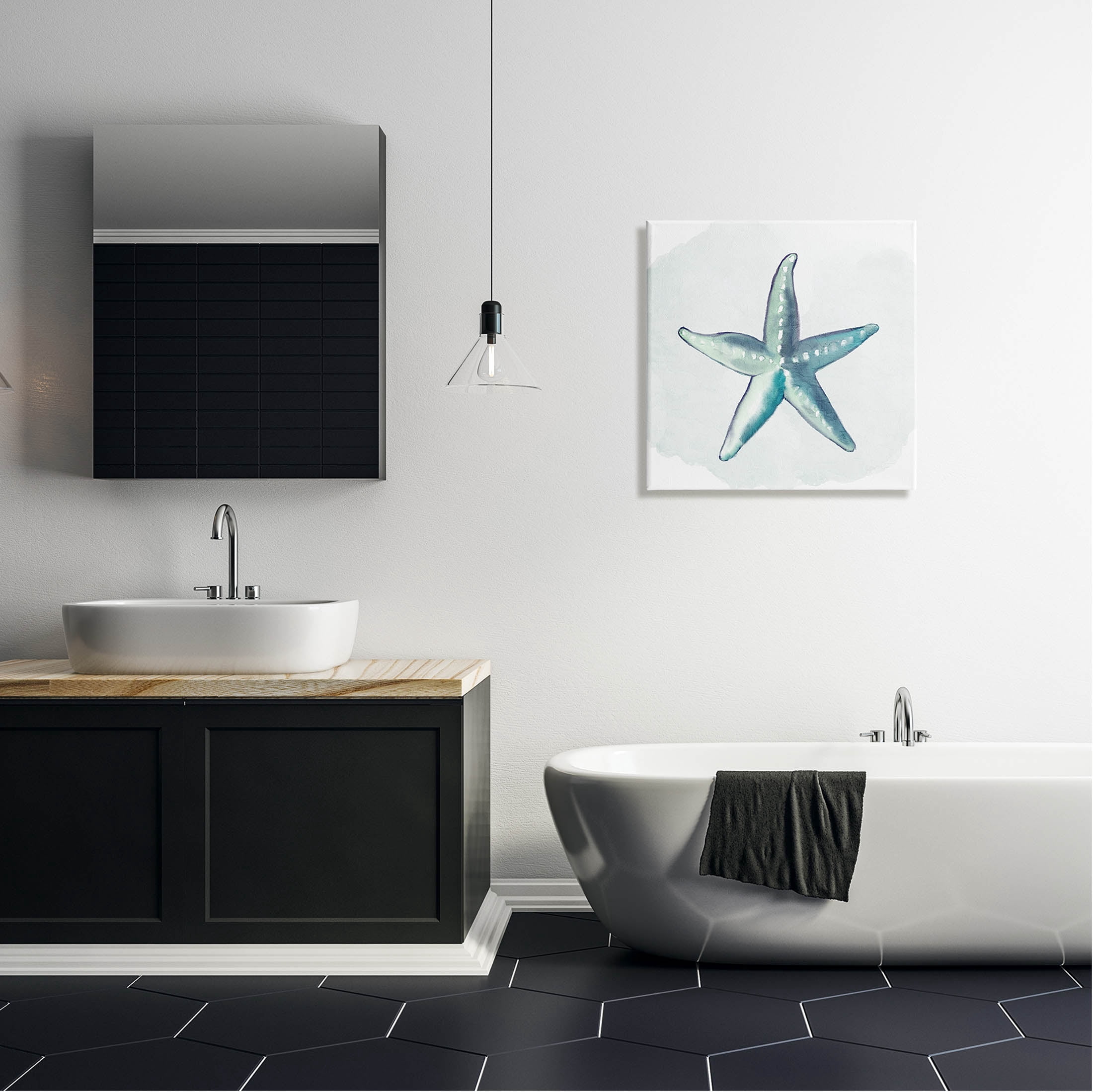 Stupell Industries Muted Blue Aquatic Starfish Graphic Art Gallery Wrapped Canvas Print Wall Art, Design by Kim Allen