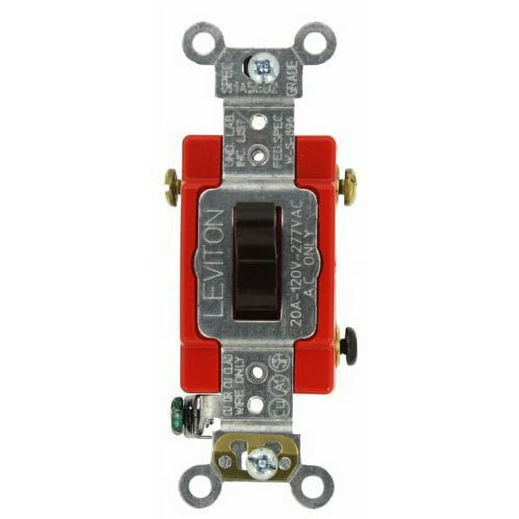 Leviton 1223-2 Brown Industrial Grade Three Way Toggle Light Switch 20A