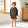 thumbnail image 2 of TOWED22 Girls Boys Tracksuit Sets Athletic Sweatsuits Hooded Sweatshirt and Jogger Shorts Outfits 2 Piece Sets For Kid,Grey,2-3 Y, 2 of 5