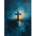 thumbnail image 1 of Qisvanset 12x16 Inch With Frame 2D Flat Wall Art Minimalist Jesus Line Art Baptism Religious Gift Wall Decor, 1 of 8
